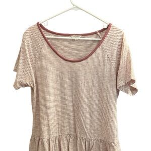 Lucky Brand Rust and White Striped Short Sleeve Top